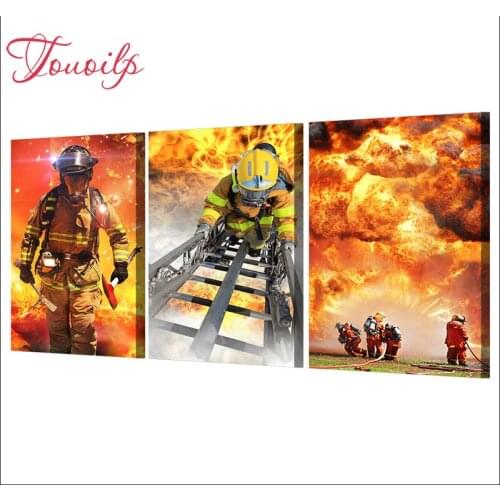 Full square Diamond Embroidery sale Fireman Fire Fighter 3pcs 5D Diamond painting,Diamond mosaic pattern,needlework,puzzle decor