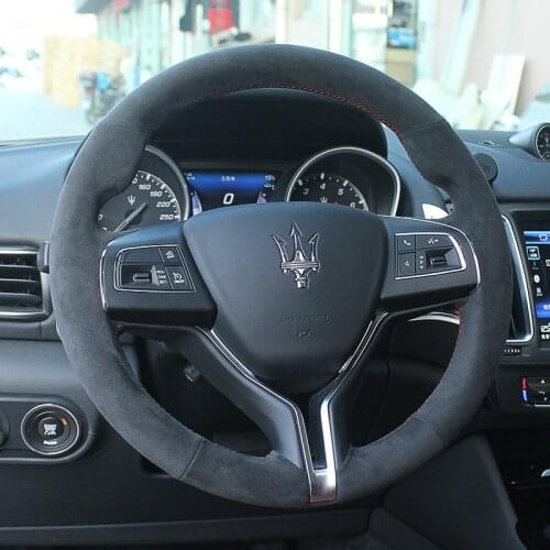 DIY all black suede special steering wheel cover For Maserati Ghibli quattroporte Levante car interior accessories