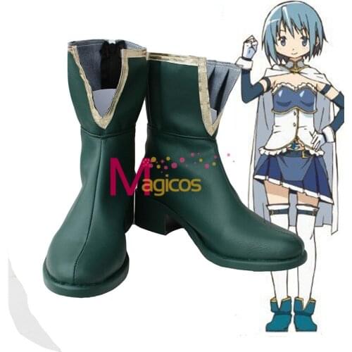 Puella Magi Madoka Magica Miki Sayaka Green Boots Cosplay Shoes Custom-made