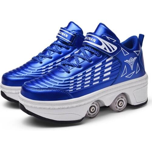 Roller Shoes Deformation Parkour Shoes Four Wheels Running Shoes Roller Skates For Men Women AINVLENAN