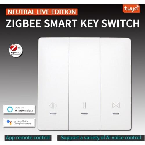 Tuya Zigbee 3.0 Smart Curtain Switch EU Button Switches For Roller Shutter Blind Motor Smart Home Work With Alexa Google Home