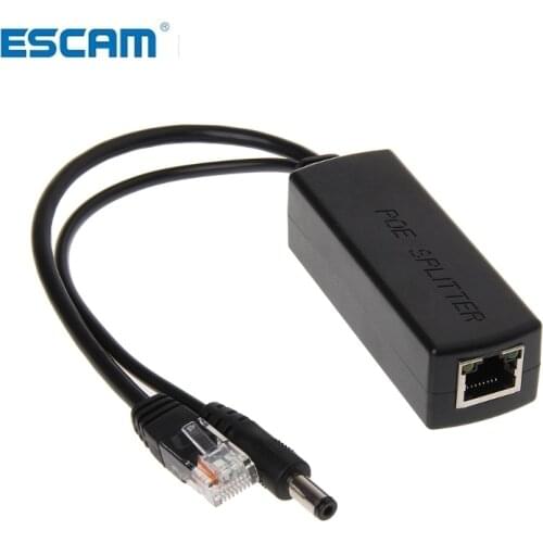 ESCAM 10/100M IEEE802.3at/af Power Over Ethernet PoE Splitter Adapter For IP Camera 80x27x22mm/3.15x1.06x0.87in