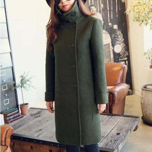 New Autumn Winter Trench Coat Women military Long Wool Jacket European Fashion Overcoat Plus Size 3XL
