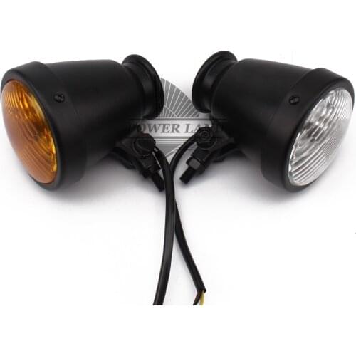 Universal For Custom Harley Bobber Cafe Matt Black H4 12V 60/55W Motorcycle Amber/Clear LENS Headlight Motorbike Head Lamp Light