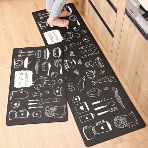 Waterproof PVC Kitchen Mat Anti-Slip Bathroom Carpet Modern Design Home Entrance/Hallway Doormat No Wash Floor Area Carpet