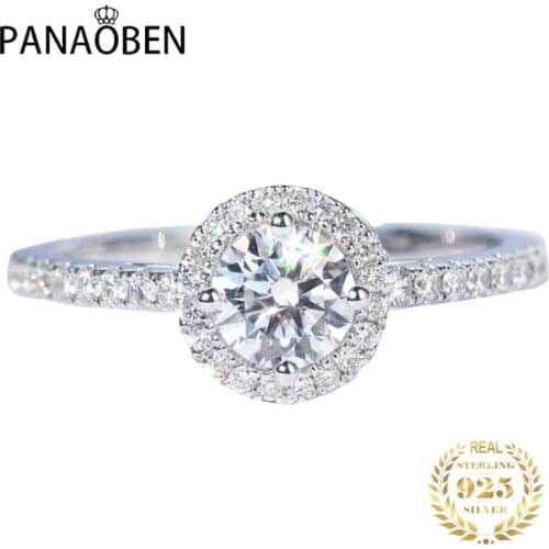 PANAOBEN Wedding Rings for Women Diamond Luxury Jewelry Romantic Elegant Engagement Party Cute Cocktail Ring 925 Sterling Silver