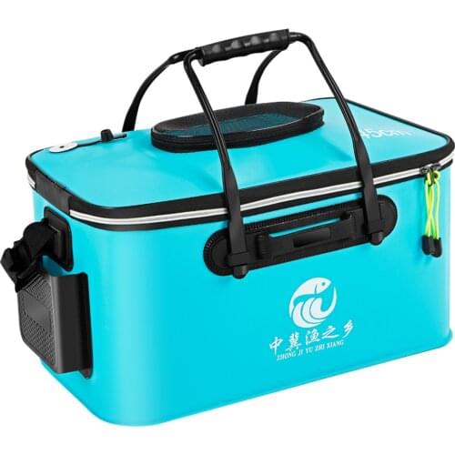 Live Fish Container Aeration Pump 30/35/40/50cm Outdoor EVA Folding Fishing Bucket Portable Camping Hiking Bucket Fishing Bag