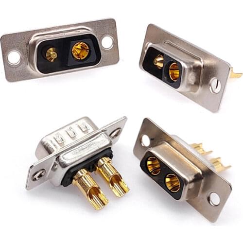 1PCS 2W2 30A 2 PIN Gold plated male female high current Connector D-SUB adapter solder type 2pin plug socket high power