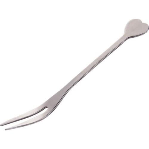 1pc Stainless Steel Flatware Fruit Fork Appetizer Snack Dessert Fork Kitchen For Party Fruit Pick Gadget - Silver