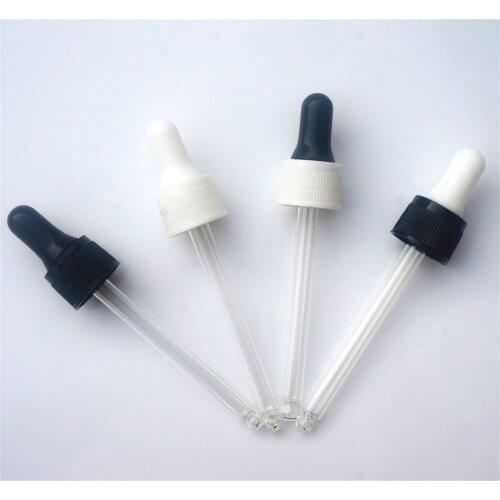 20-300pcs 18/410 Essential Oil Bottles Cap Black/white Plastic Cover Dropper Lid Glue Head Lid with Glass Dropper Pipe 5-100ml