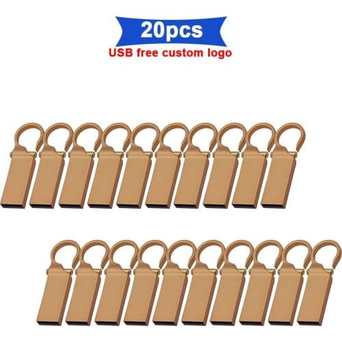 20pcs/lot Pen-Drive 128G Metal USB 2.0 Waterproof Gift 64G 32GB usb flash drives free logo
