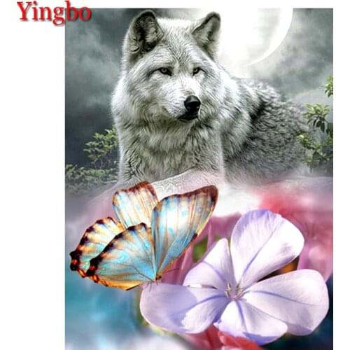 5D Diamond Painting Diamond Mosaic Wolf Animal Needlework Full Square Drill Cross Stitch Flower Diamond Embroidery Crystal Decor