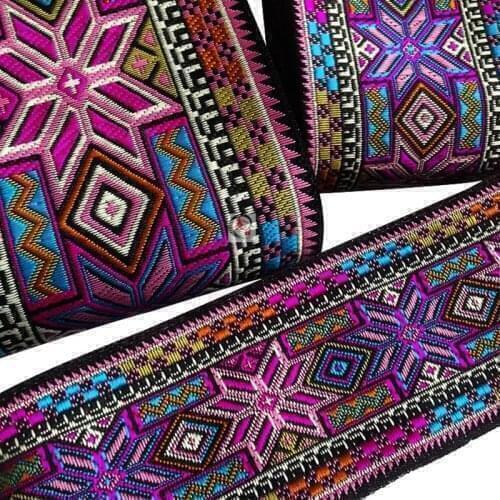 7 Meters Vintage Ethnic Embroidery Lace Woven Jacquard Ribbon Trims Geometric Flowers Design For Clothing Straps Accessory