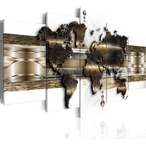 Diamond 5D Wall Art Handmade 5 Pcs Painting World Map Cross Stitch Picture Landscape Mosaic Full Round Drill Embroidery Gifts