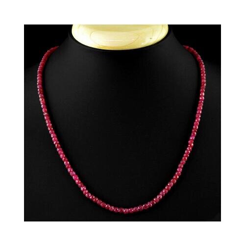 FREE shipping> >>>2x4mm Natural Faceted Brazil Red Ruby Gemstone Beads Necklace 18'' AAA