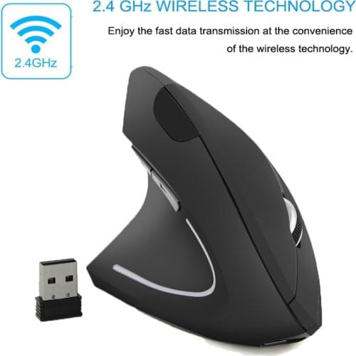 CHYI Wireless Vertical Mouse Rechargeable Ergonomic Right/Left Hand Mice 1600DPI USB Optical Computer Gaming Mouse For PC Gamer