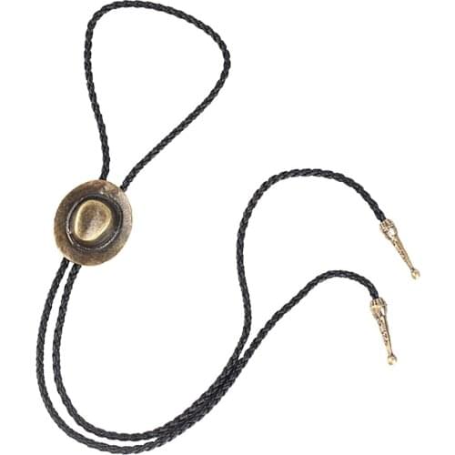 Mens Bolo Tie West Cowboy Cravete Alloy PU Leather Necktie Bola Tie