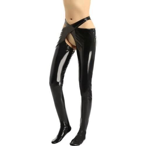 Erotic Latex Pants Women Gay Pu Leather Hot Sexy Short Pants for Women Clubwear Porno Sex Underwear Open Croch Butt Exotic Pants