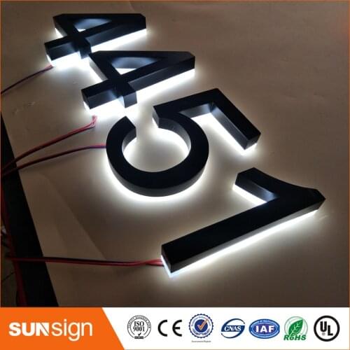 H 35cm Custom metal signs led backlit signs embossed metal letters and numbers