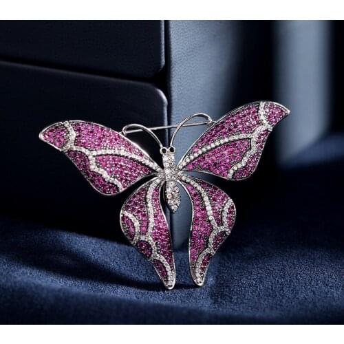 Delicate Butterfly Brooch Jewelry Luxury Cubic Zircon Inlaid Elegant Temperament Insect Corsage Dinner Dress Butterfly Pins