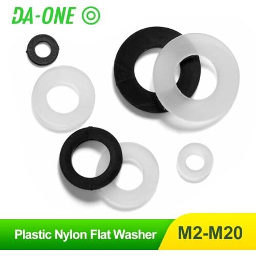 M2 M2.5 M3 M4 M5 M6 M8 M10 M12 M14 M16 M18 M20 White Black Nylon Plastic Flat Washer Plane Spacer Insulation Seals Gasket Ring