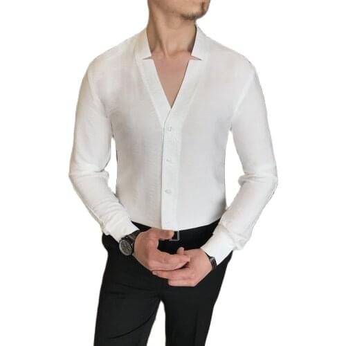Mens Long Sleeve Casual Shirt Regular-fit Button-down Collar Thick Work Shirts Italian Style Slim Fit Mens Lycra Collar