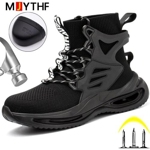 MJYTHF Men Work Boots Safety Steel Toe Shoes Men Puncture-Proof Indestructible Shoes Mens Boots Work Sneakers Plus Size 49 50