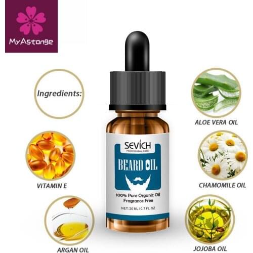 Sevich Natural 20ml Men Beard Oil for Styling Beeswax Moisturizing Smoothing Gentlemen Beard Care Conditioner Growth Products