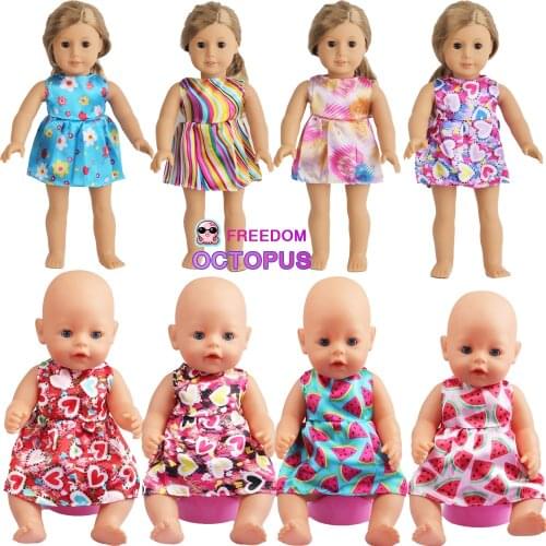 2020 New Cheap Skirt For 43cm New Baby Doll Cute Multi-color Clothes Dress Fit 17 Inches American And Our Generation Dolls Girls