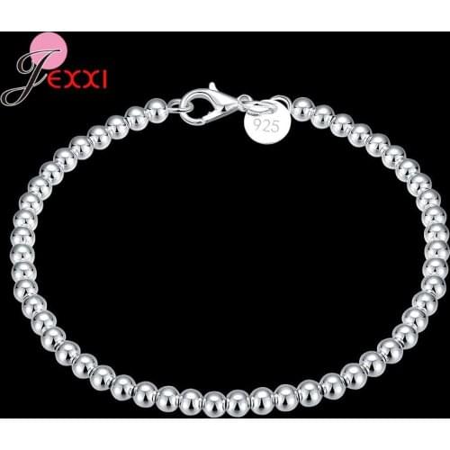 New Arrival Women Girls Fashion 925 Sterling Silver Beads Bracelets & Bangles With Lobster Trendy Wedding Jewelry Hand Jewelry