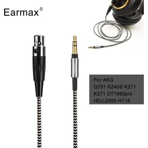 New Headphone cable For AKG Q701 K240S K271 K371 DT1990pro HDJ-2000 H118 High purity 6N 0FC (99.999% oxygen-free copper cable)