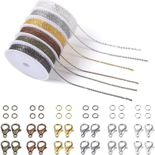 2 * 3mm Flat Pressure Cross Chain Conjoined 18 M 6 Color Combination Match Lobster Buckle Broken Ring DIY Accessories