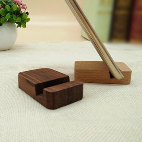 Simple Mobile Phone Holder Solid Wood Phone Stand Walnut Beech Wood Small Square Bracket Home Office Desktop Ornaments
