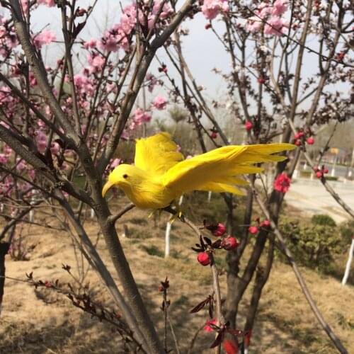 About 12x15cm spreading wings yellow bird Handmade model, polyethylene& feathers bird ,bonsai decoration toy Xmas gift w3897