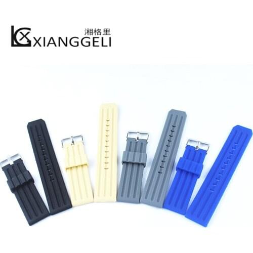 Watch Accessories 22mm Silicone Strap Flat Straight Outdoor Sport Diving Rubber Strap for Adaptation TAG Heuer Midea Panerai