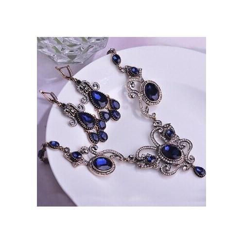Luxury Brand Bridal Jewelry Set Colar Feminino Vintage Necklace And Earring Jewelry sets Colar Couro Rhinestone necklace Set Man