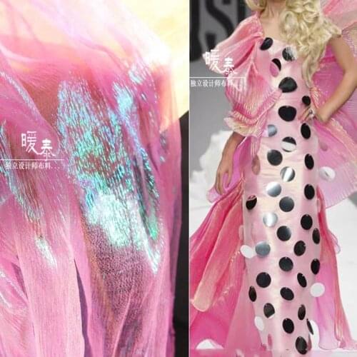 Pink Crepe Glitter Tulle Fabric Green reflection DIY Various Decor Scarf Veil Skirt Wedding Dress Lace Designer Fabric