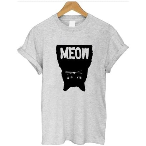 Meow Cat Mom Tshirt Women Cotton Kawaii Fashion Shirt 90s Aesthetic Plus Size O Neck Graphic Mama T-shirt Short Sleeve Top Tees