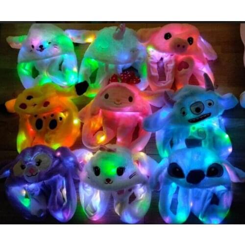 Animal hat Christmas ball party pinch ears move rabbit bunny net red funny ears will move the airbag LED light animal cap gift h