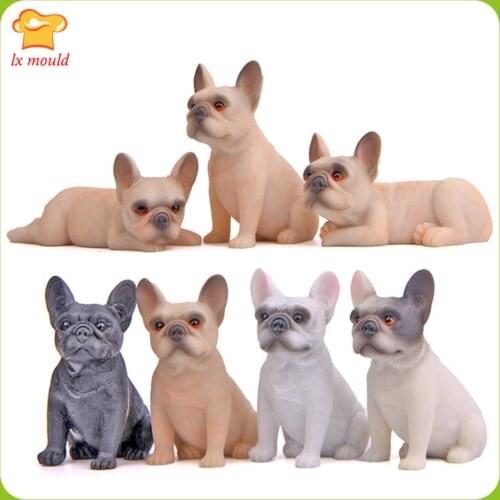 3D Bulldog Silicone Moulds DIY Aromatherapy Gypsum Decoration Mould Suitable for Candle Soap Dog