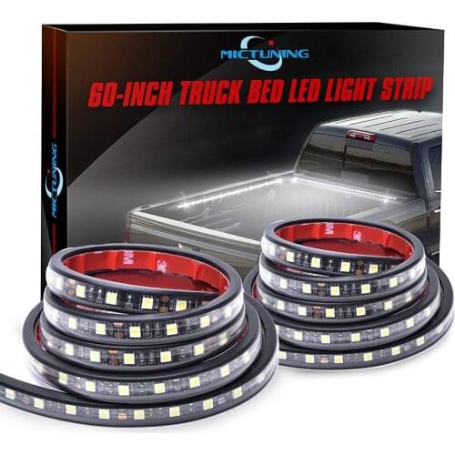 MICTUNING 2Pcs 60" White LED Cargo Truck Bed Light Strip Lamp Waterproof Lighting Kit With On-Off Switch Fuse for J-eep RV SUV