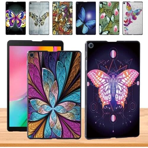 Slim Hard Cover for Samsung Galaxy Tab A 8.0 (2019) T290 T295 Butterfly Pattern Durable Tablet Shell Case+Free Stylus