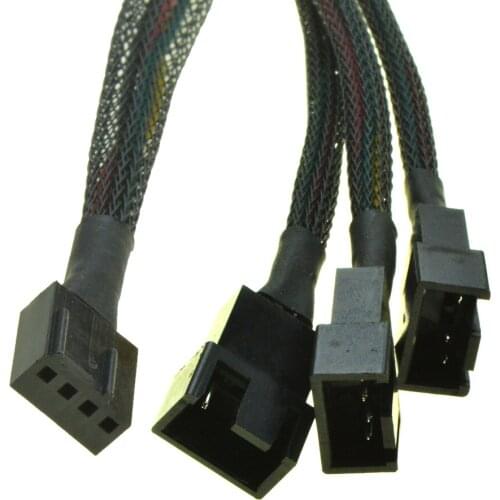 12V 4Pin Fan PWM 1 to 3 ways Power supply Extension Cable Y Splitter Cooler Port Multiplier Computer Case Cooling 22AWG