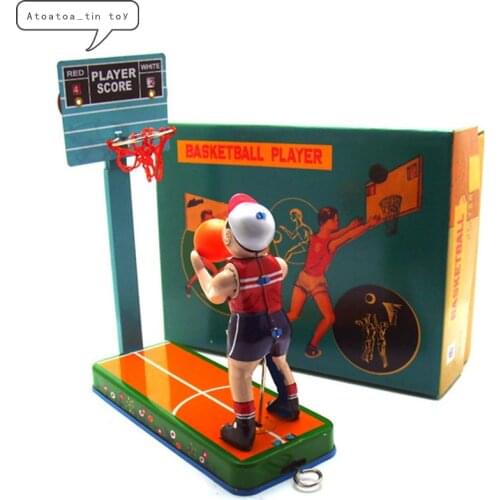 Vintage Collection Basketball Player Tin toys Classic Clockwork Wind Up Basketball Sport Tin Toy For Adult Kids Collectible Gift