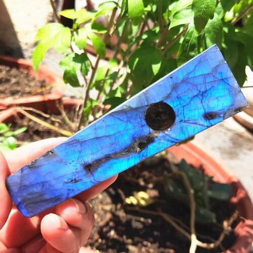 Crystal Pipe Natural Labradorite Quartz Smoke Tube Gemstone Wand Cigarette Holder Healing