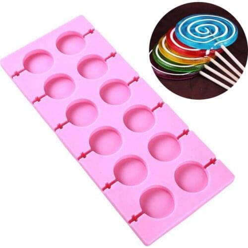 12-Cavity Round Silicone Lollipop Molds Jelly Candy Molds Cake Mold Variety Shapes Cake Decorating Form Silicone Bakeware