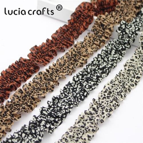 2yards 27mm Printed Chiffon Ribbons Trim Pleated Fold Fabric DIY Neck Cuff Skirt Clothing Headband Sewing Lace Decorations N0825