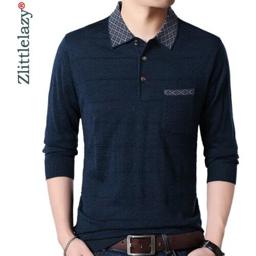 2020 Brand Casual Pocket Fitness Long Sleeve Polo Shirt Men Poloshirt Jersey Striped Mens Polos Tee Shirts Dress Fashions 81048