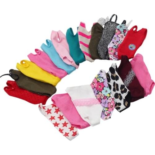 5pcs Fashion Swimsuits Summer Beach Bathing Bikini Swimwear Swimming Dress Clothes for Barbies Doll Accessories Toy Gift