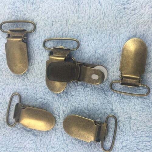50pcs/lot 1'' 25mm metal hook baby dummy pacifier holder clips suspender clip soother clips for 2.5cm ribbon Antique Bronze